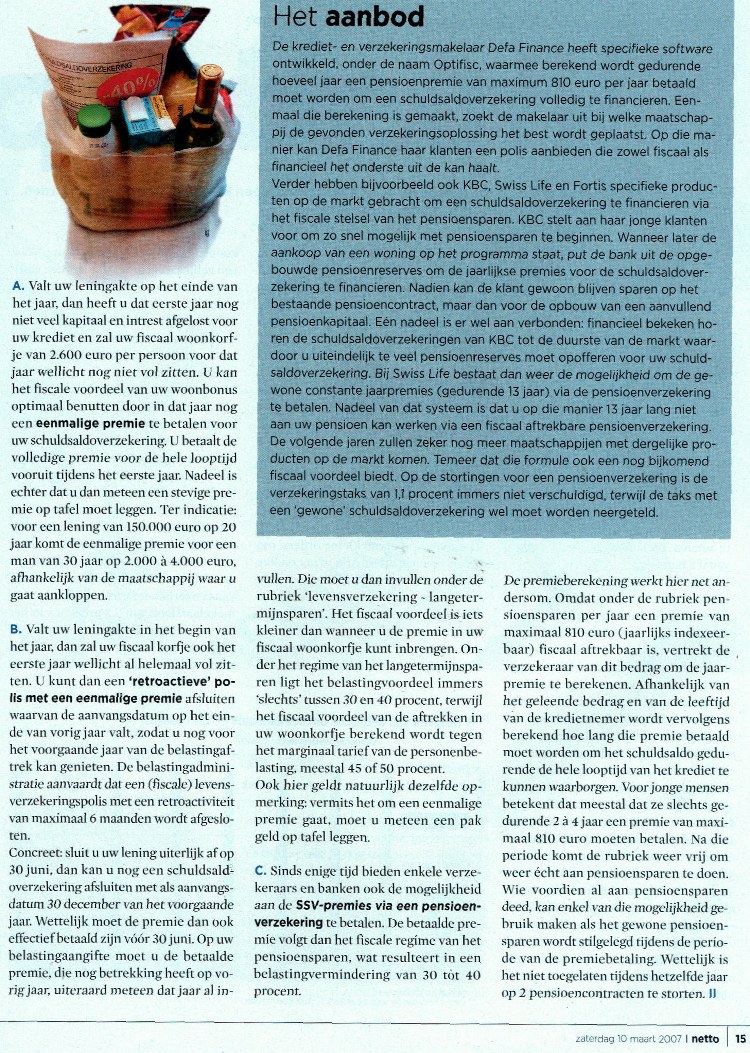 schuldsaldoverzekering artikel Tijd